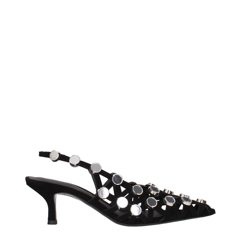 The Attico Black Leather Stiletto Heel Sandals