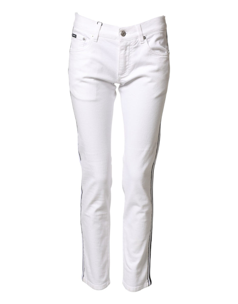 Jeans skinny da uomo in cotone stretch bianco Dolce & Gabbana
