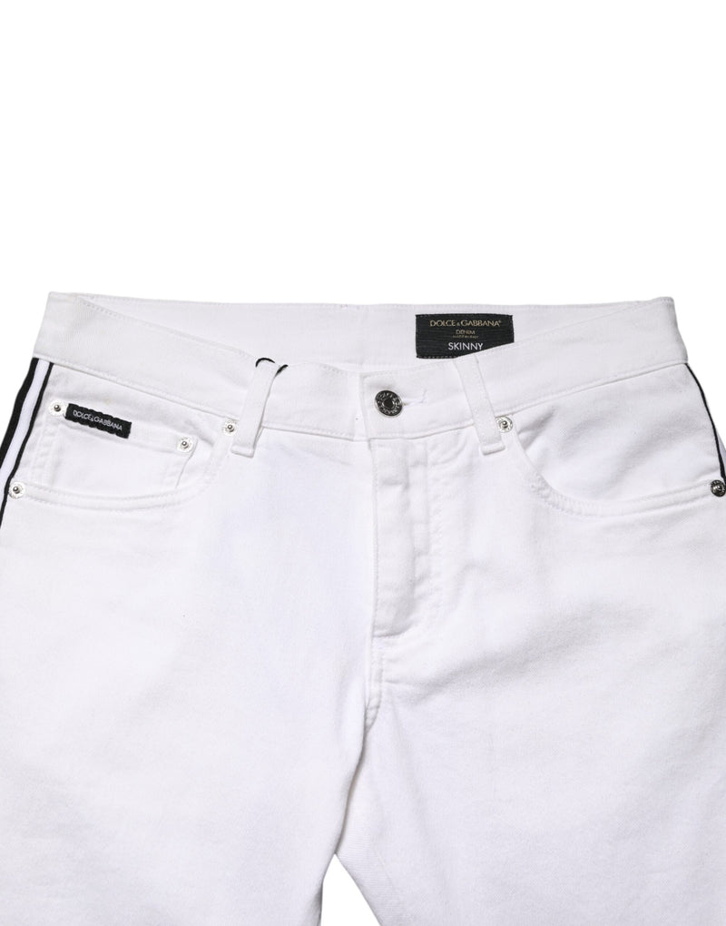 Jeans skinny da uomo in cotone stretch bianco Dolce & Gabbana