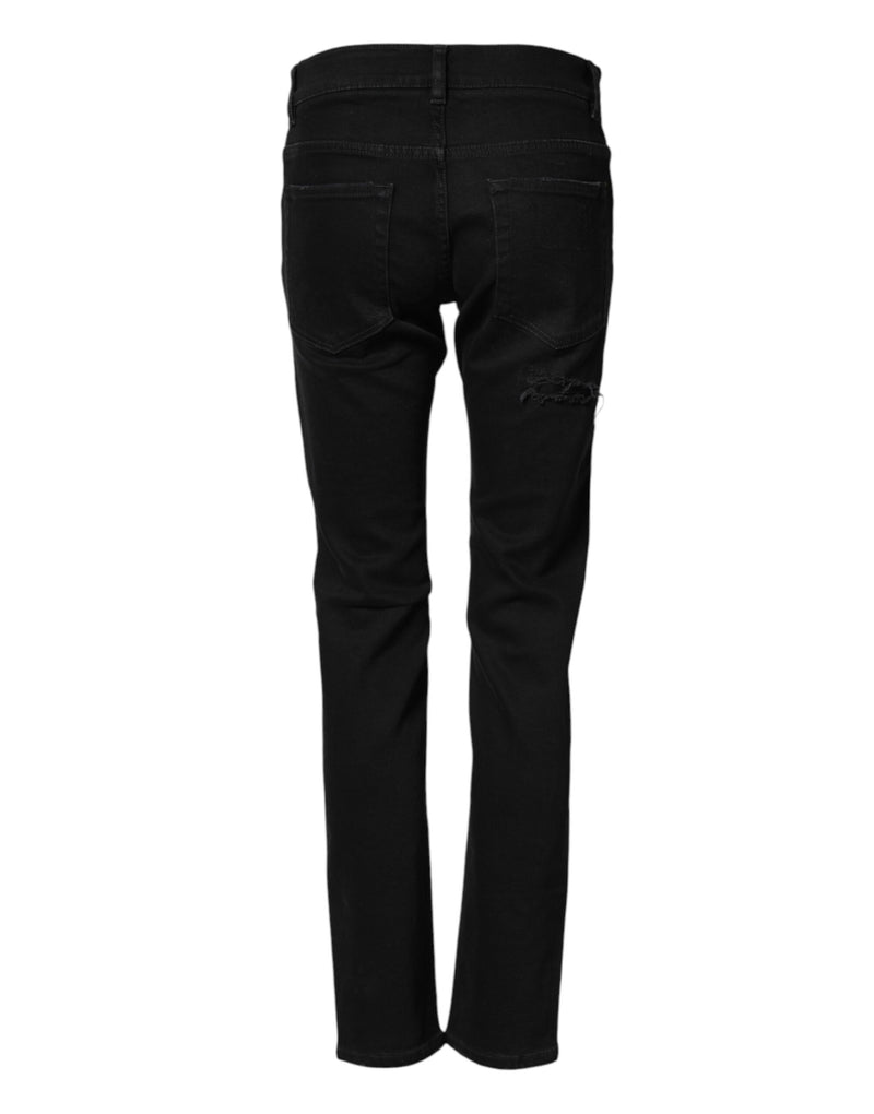 Vaqueros pitillo de algodón negro desgastado de Dolce & Gabbana para hombre