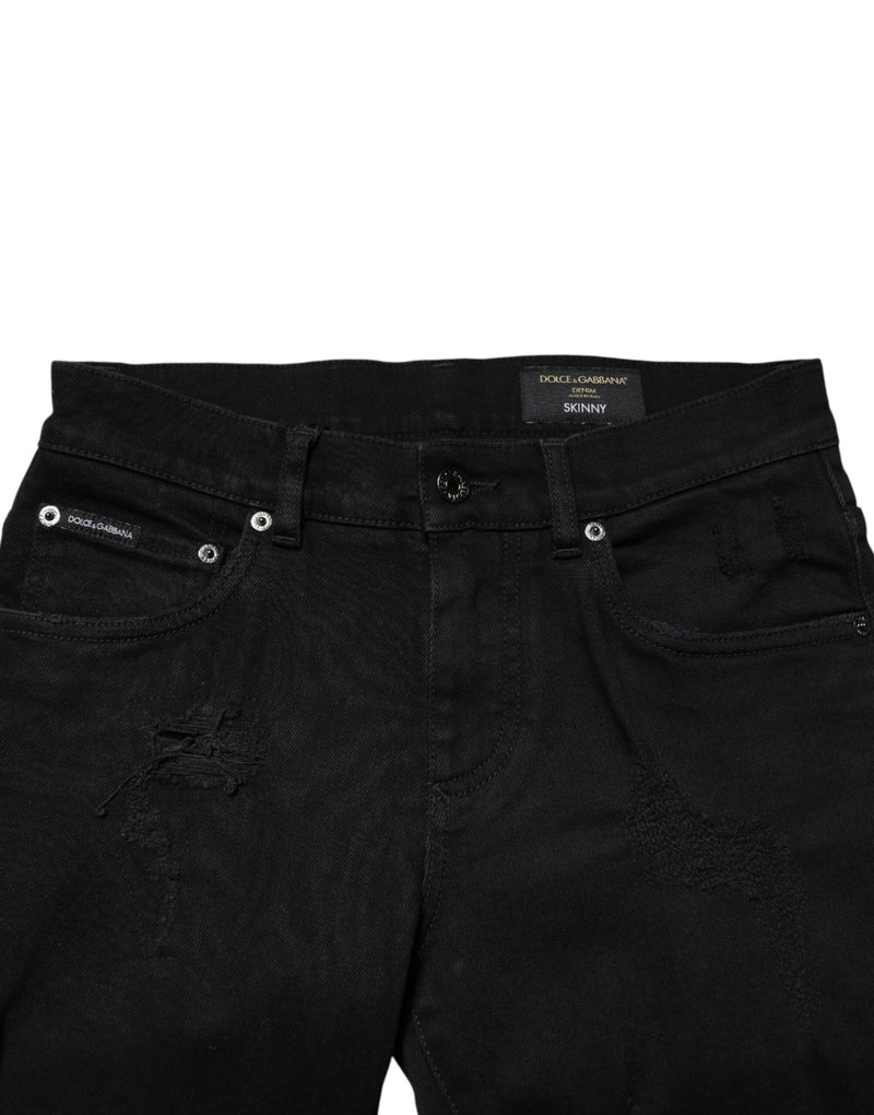 Vaqueros pitillo de algodón negro desgastado de Dolce & Gabbana para hombre