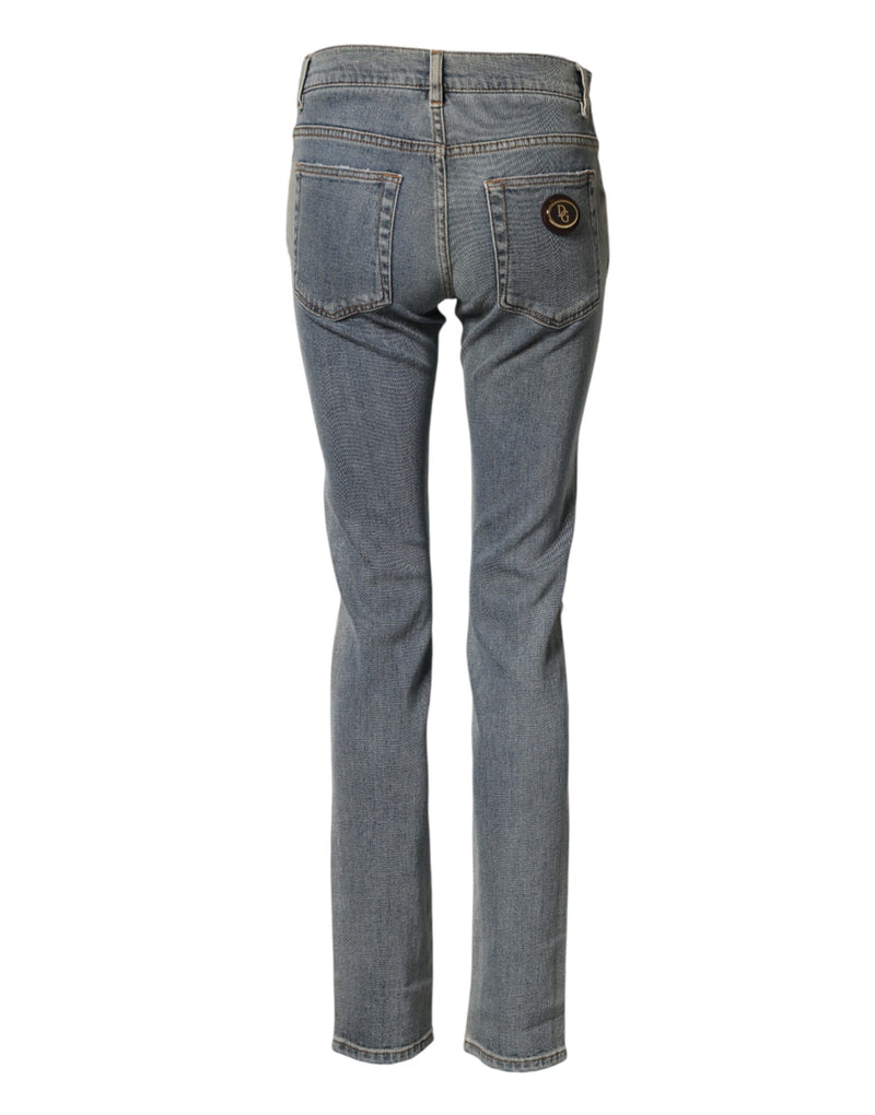 Jeans skinny in cotone bicolore blu Dolce & Gabbana da uomo
