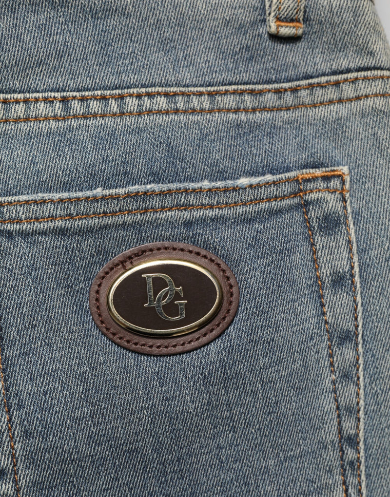 Jeans skinny in cotone bicolore blu Dolce & Gabbana da uomo