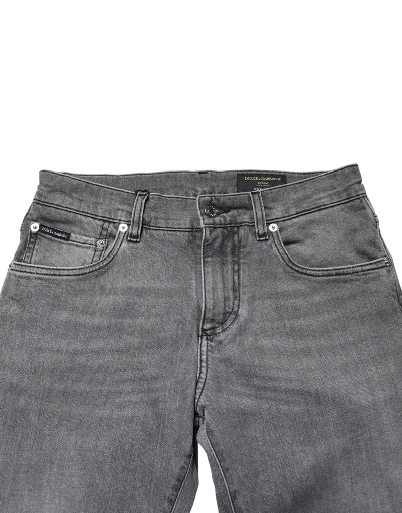 Vaqueros pitillo de algodón gris de tiro medio de Dolce & Gabbana