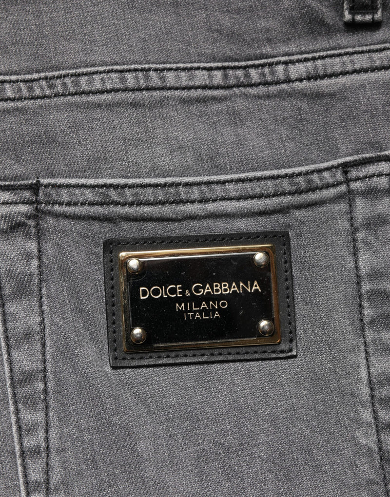 Vaqueros pitillo de algodón gris de tiro medio de Dolce & Gabbana