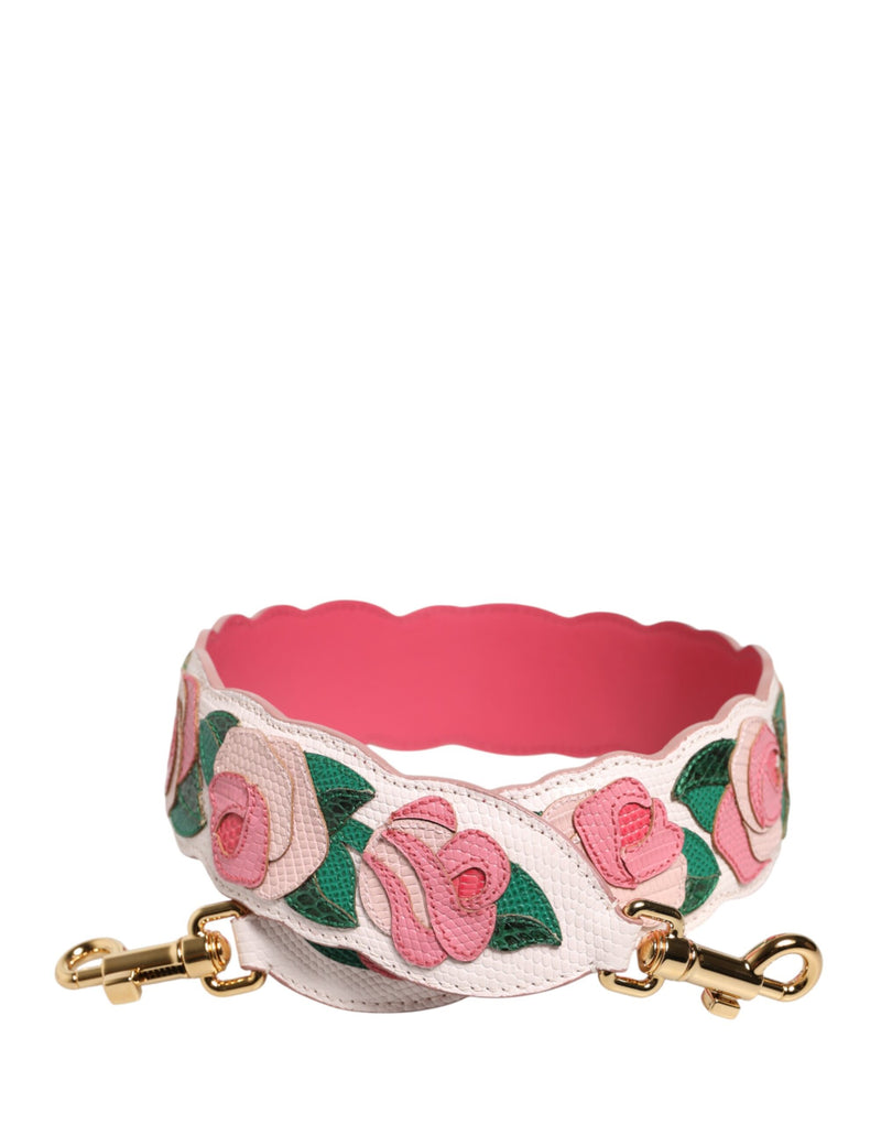 Sac à bandoulière en cuir de veau blanc à motif floral avec bandoulière Dolce & Gabbana