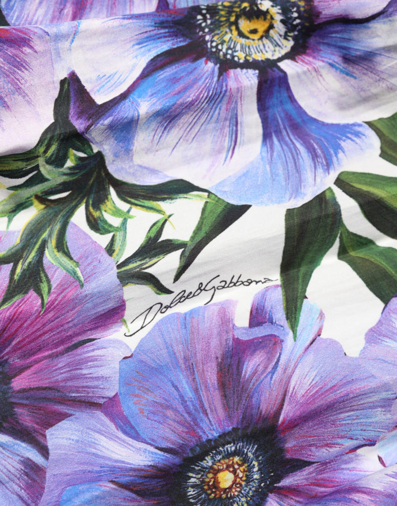 Abito midi plissettato con stampa di anemoni viola Dolce & Gabbana