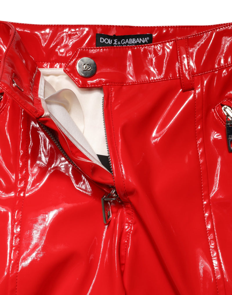Pantaloni cargo a zampa Dolce & Gabbana in poliestere rosso lucido