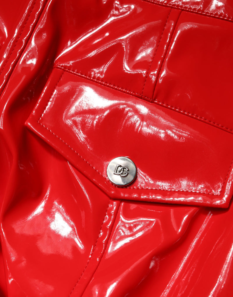 Pantaloni cargo a zampa Dolce & Gabbana in poliestere rosso lucido