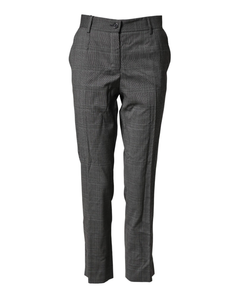 Calça social de lã virgem xadrez tartã cinza-escura Dolce & Gabbana