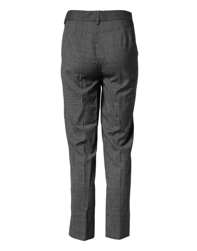 Calça social de lã virgem xadrez tartã cinza-escura Dolce & Gabbana