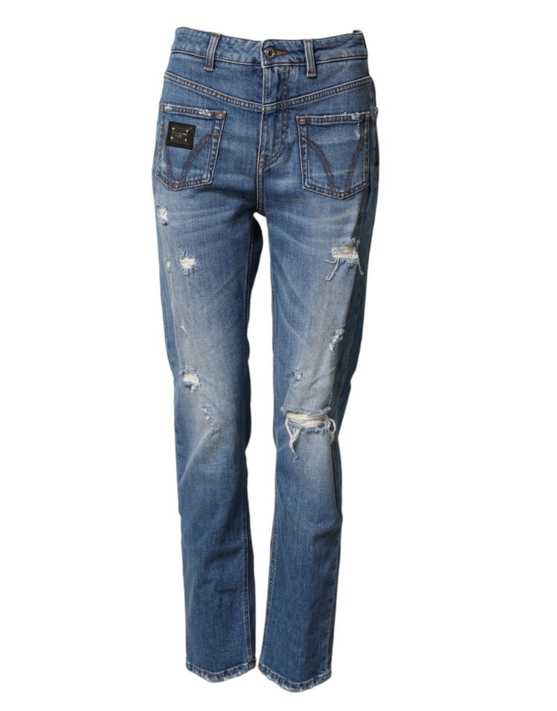 Jeans in denim di cotone lavato effetto used blu di Dolce & Gabbana
