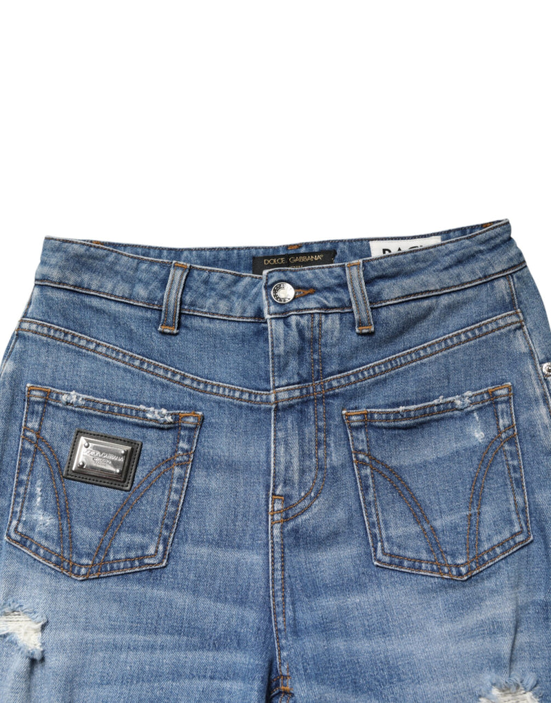 Jeans in denim di cotone lavato effetto used blu di Dolce & Gabbana
