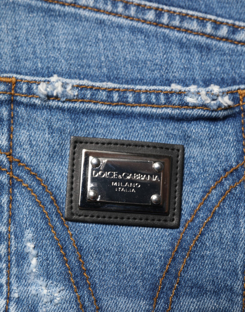 Jeans in denim di cotone lavato effetto used blu di Dolce & Gabbana