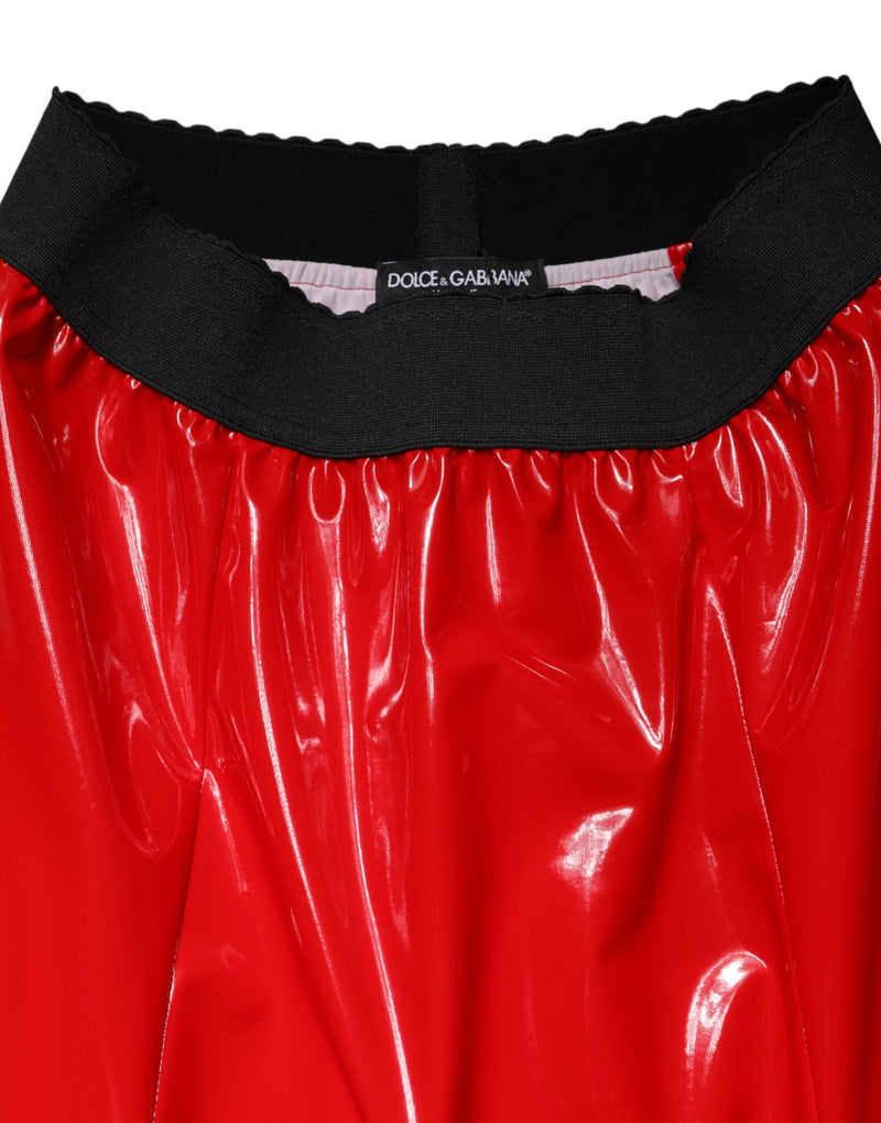 Falda midi roja brillante en poliéster de Dolce & Gabbana
