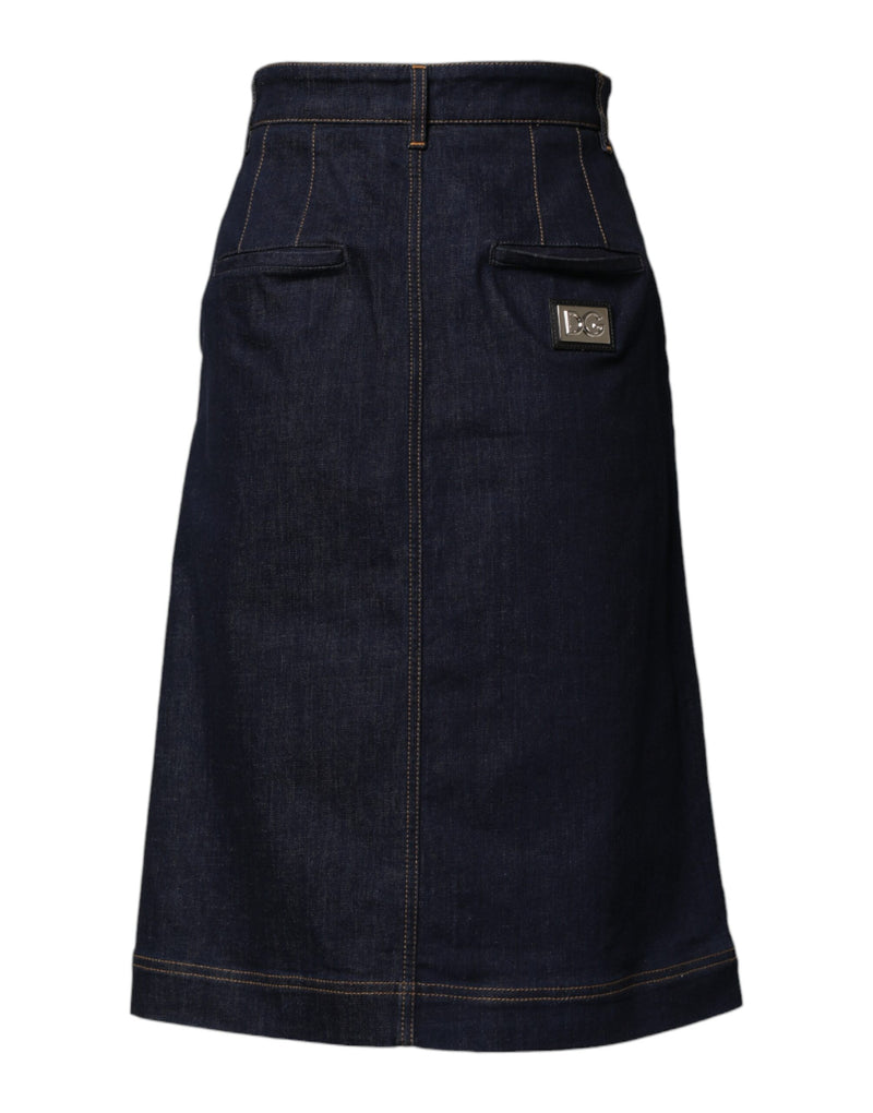 Falda midi azul oscuro de corte en A en algodón vaquero de Dolce & Gabbana