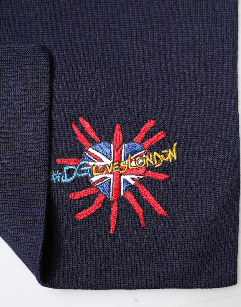 Écharpe tour de cou en laine bleue DG Loves London Dolce & Gabbana