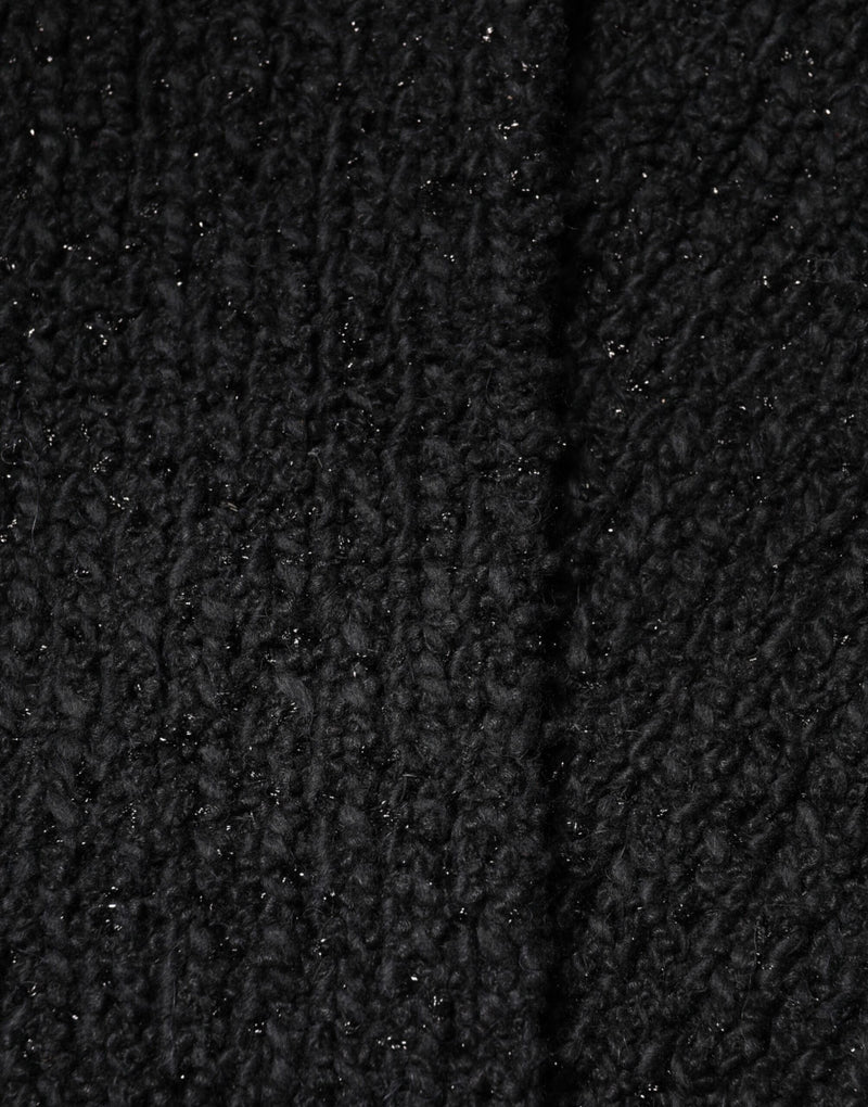 Cachecol preto Dolce & Gabbana em cashmere tricotado, com franjas