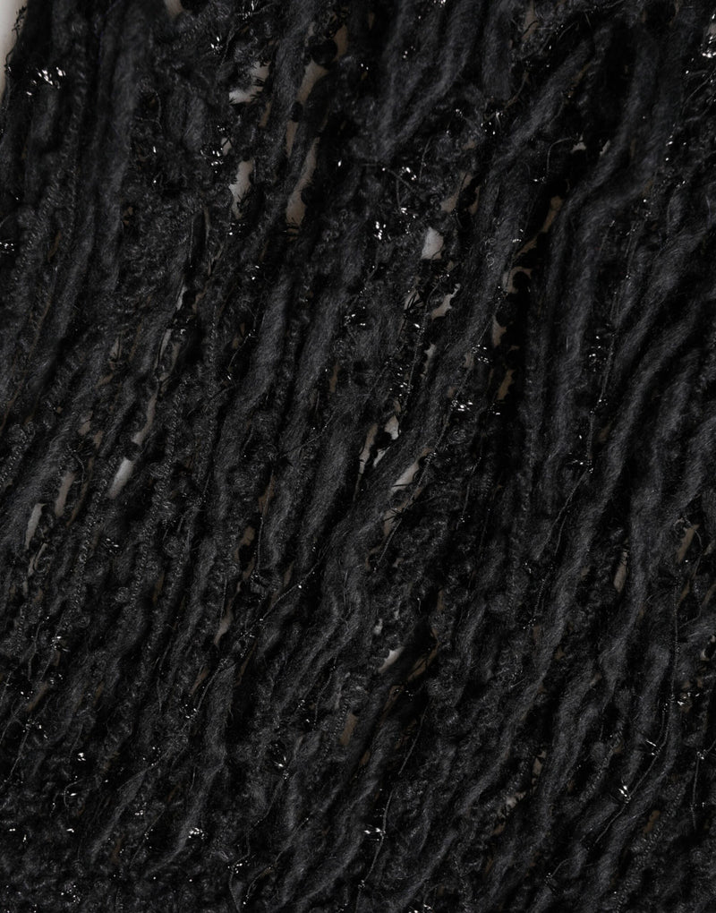 Cachecol preto Dolce & Gabbana em cashmere tricotado, com franjas
