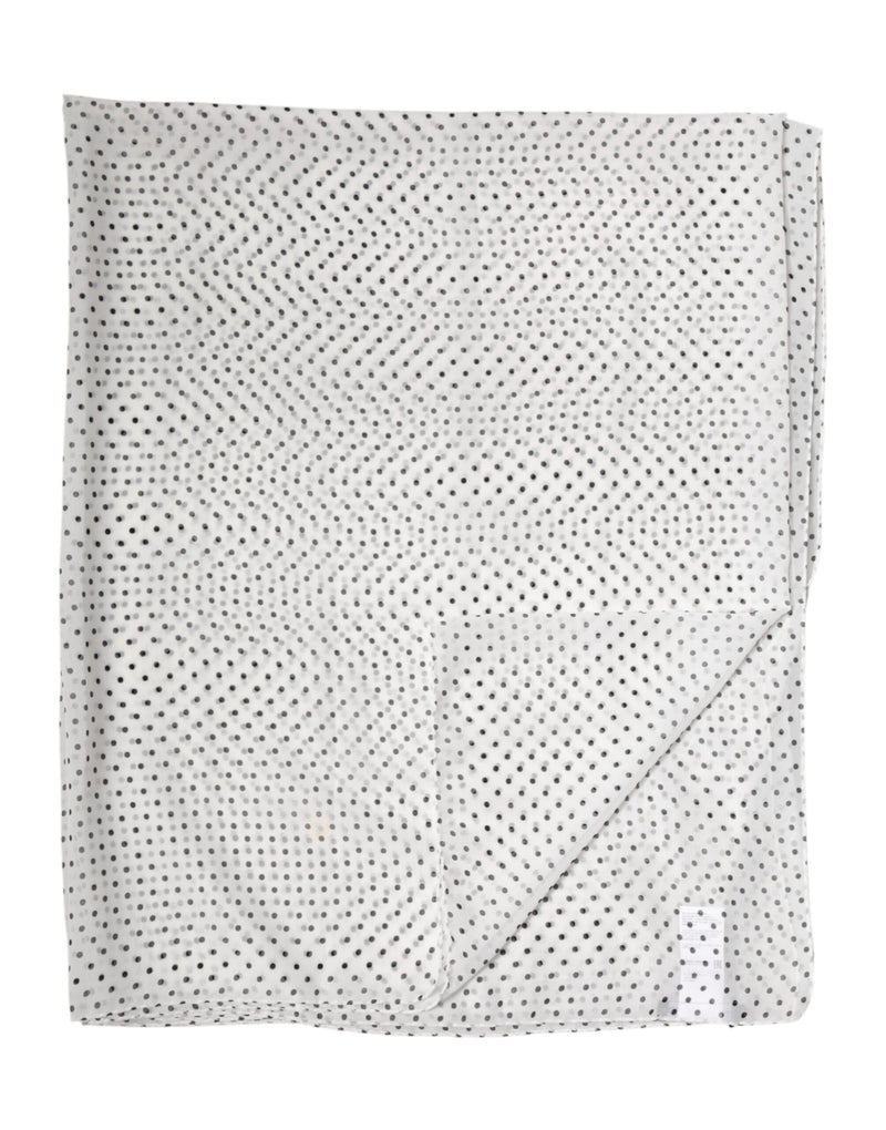 Dolce & Gabbana White Polka Dot Polyester Shawl Scarf