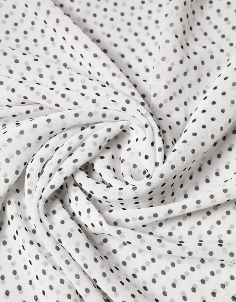 Dolce & Gabbana White Polka Dot Polyester Shawl Scarf