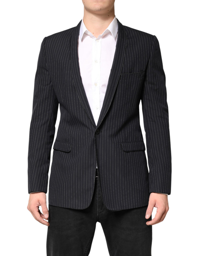 Blazer de terno Dolce & Gabbana cinza-escuro com listras e um botão