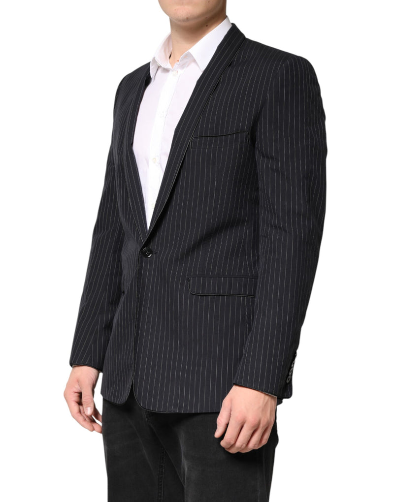 Blazer de terno Dolce & Gabbana cinza-escuro com listras e um botão