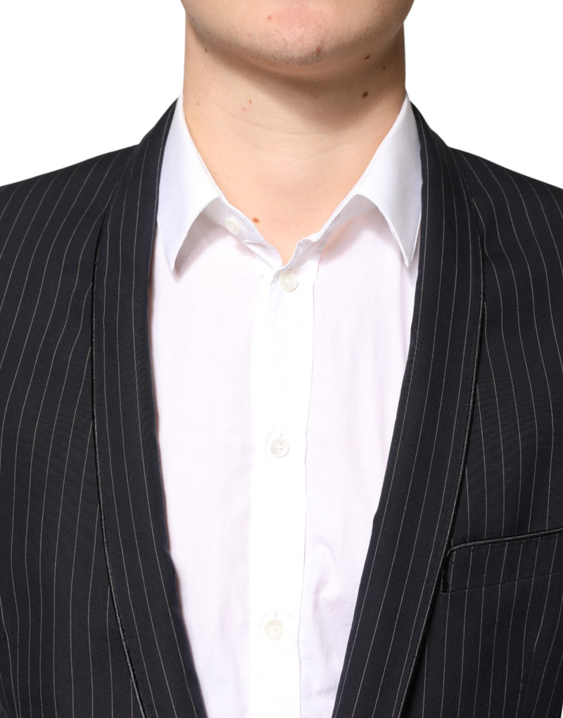 Blazer de terno Dolce & Gabbana cinza-escuro com listras e um botão