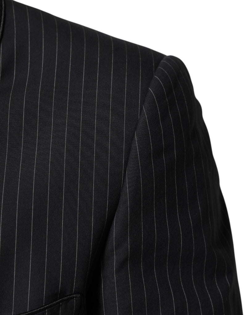Blazer de terno Dolce & Gabbana cinza-escuro com listras e um botão