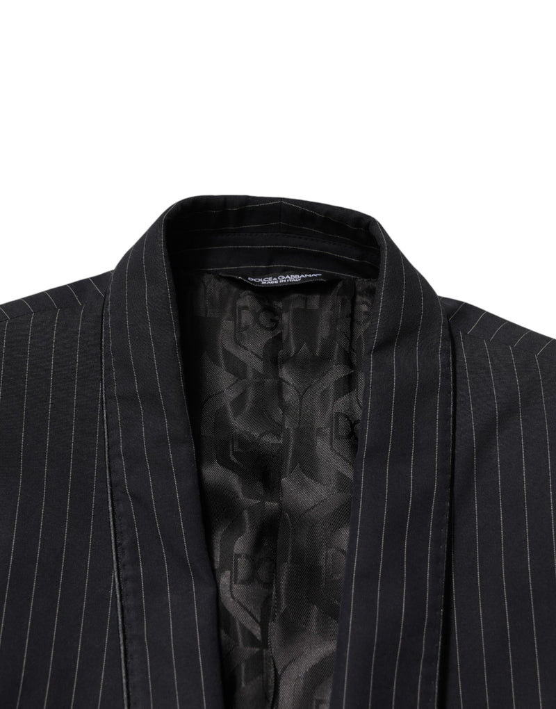 Blazer de terno Dolce & Gabbana cinza-escuro com listras e um botão
