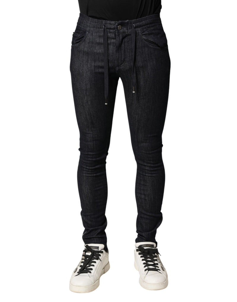 Calça jeans skinny preta Dolce & Gabbana para homens em algodão elástico
