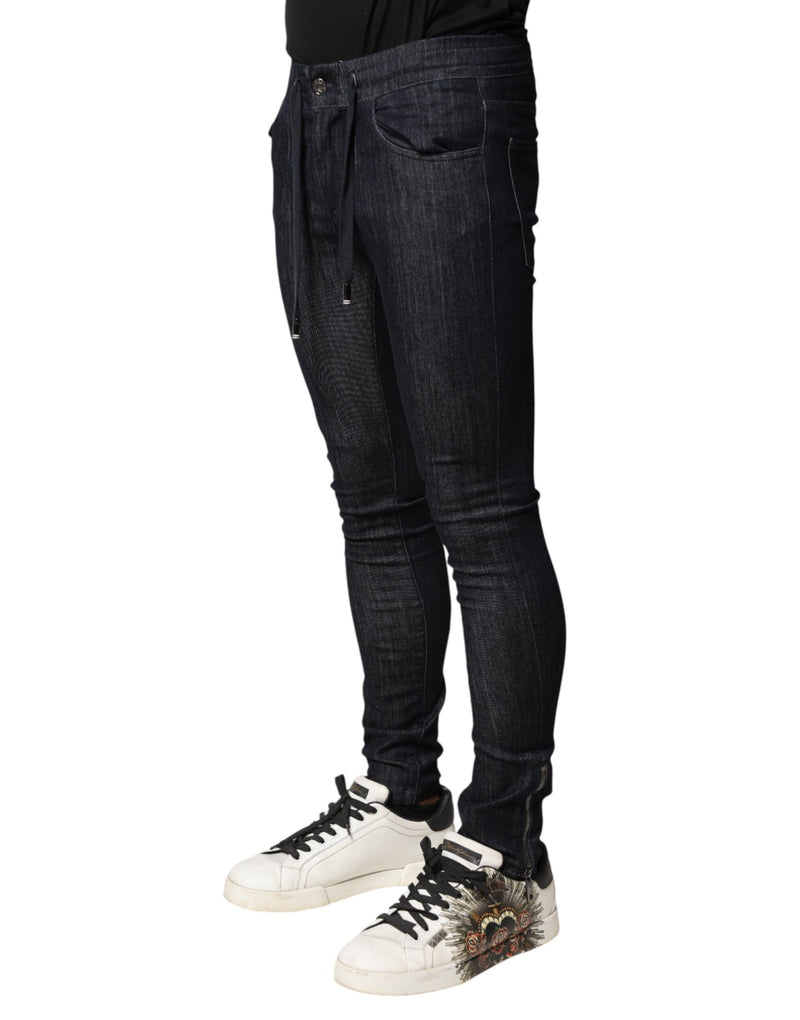 Calça jeans skinny preta Dolce & Gabbana para homens em algodão elástico