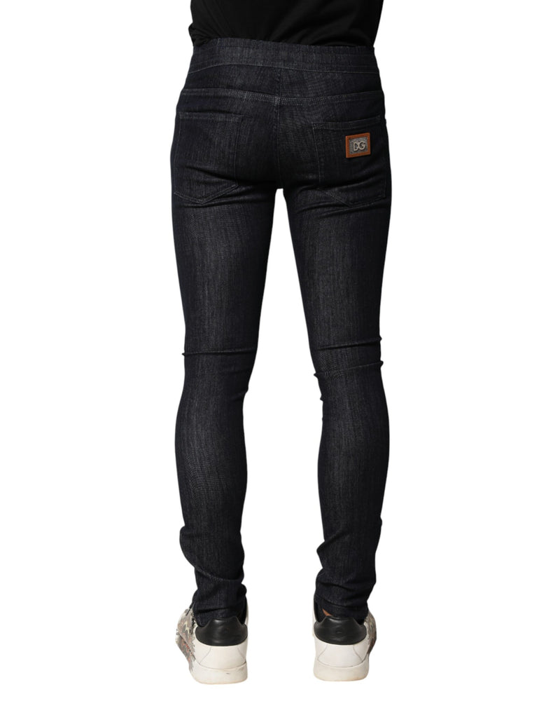 Calça jeans skinny preta Dolce & Gabbana para homens em algodão elástico