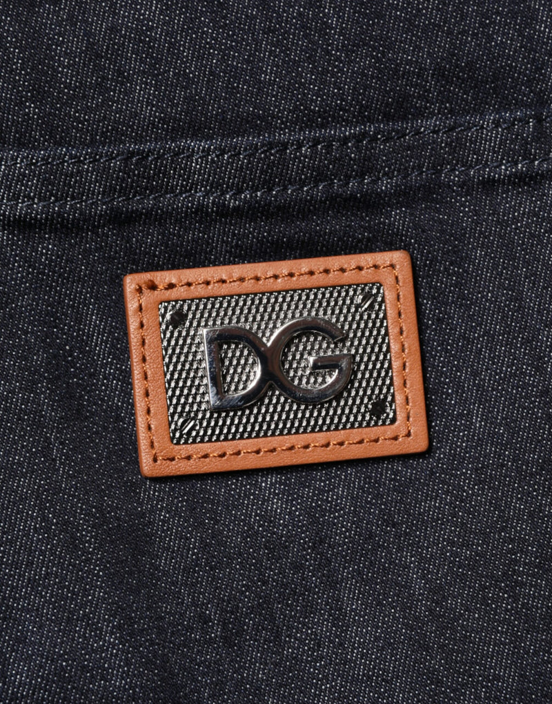 Calça jeans skinny preta Dolce & Gabbana para homens em algodão elástico