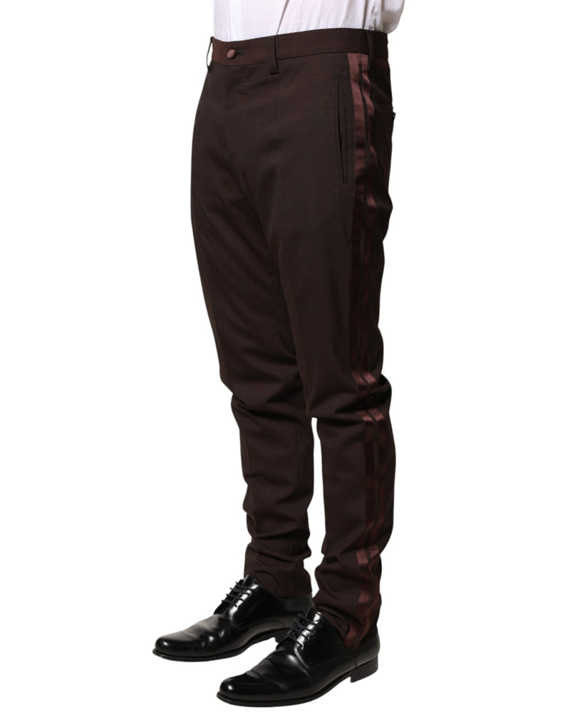 Pantaloni eleganti da uomo marroni in poliestere di Dolce & Gabbana