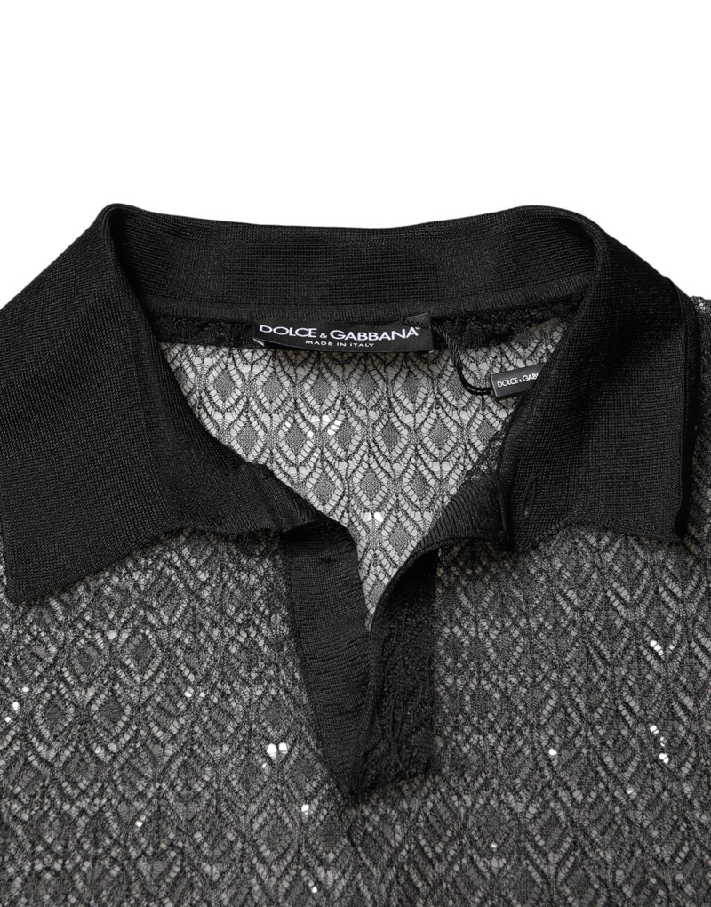 Polo décontracté noir à manches courtes et transparent Dolce & Gabbana