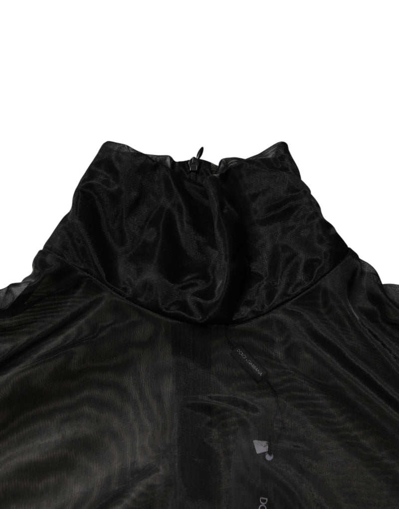 Dolce & Gabbana Black Sheer Long Sleeves Turtleneck Top