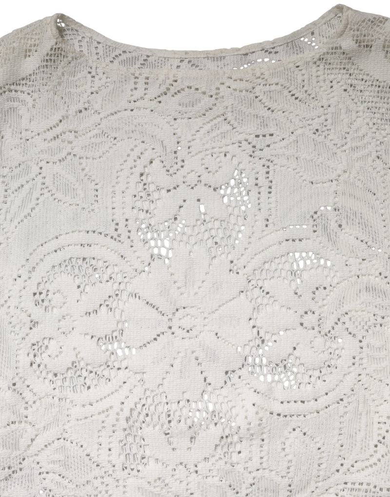 Blusa bianca in cotone con pizzo ricamato di Dolce & Gabbana