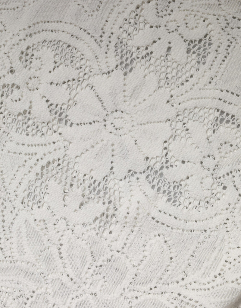 Blusa bianca in cotone con pizzo ricamato di Dolce & Gabbana