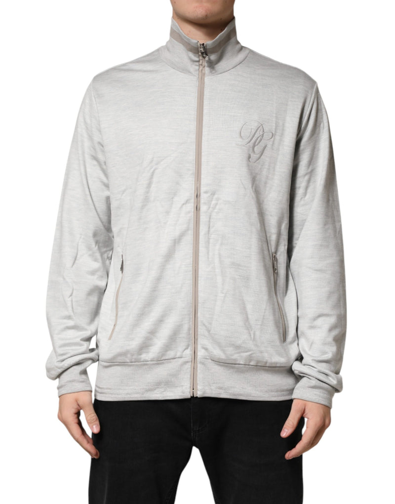 Cardigan zippé en coton gris clair Dolce & Gabbana