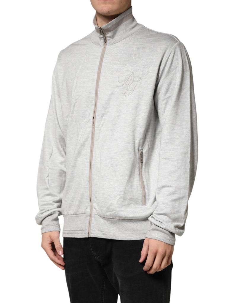 Cardigan zippé en coton gris clair Dolce & Gabbana