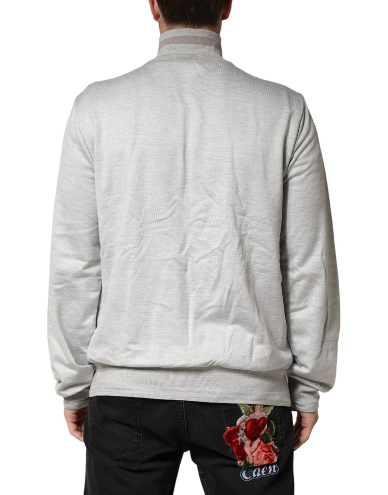 Cardigan zippé en coton gris clair Dolce & Gabbana