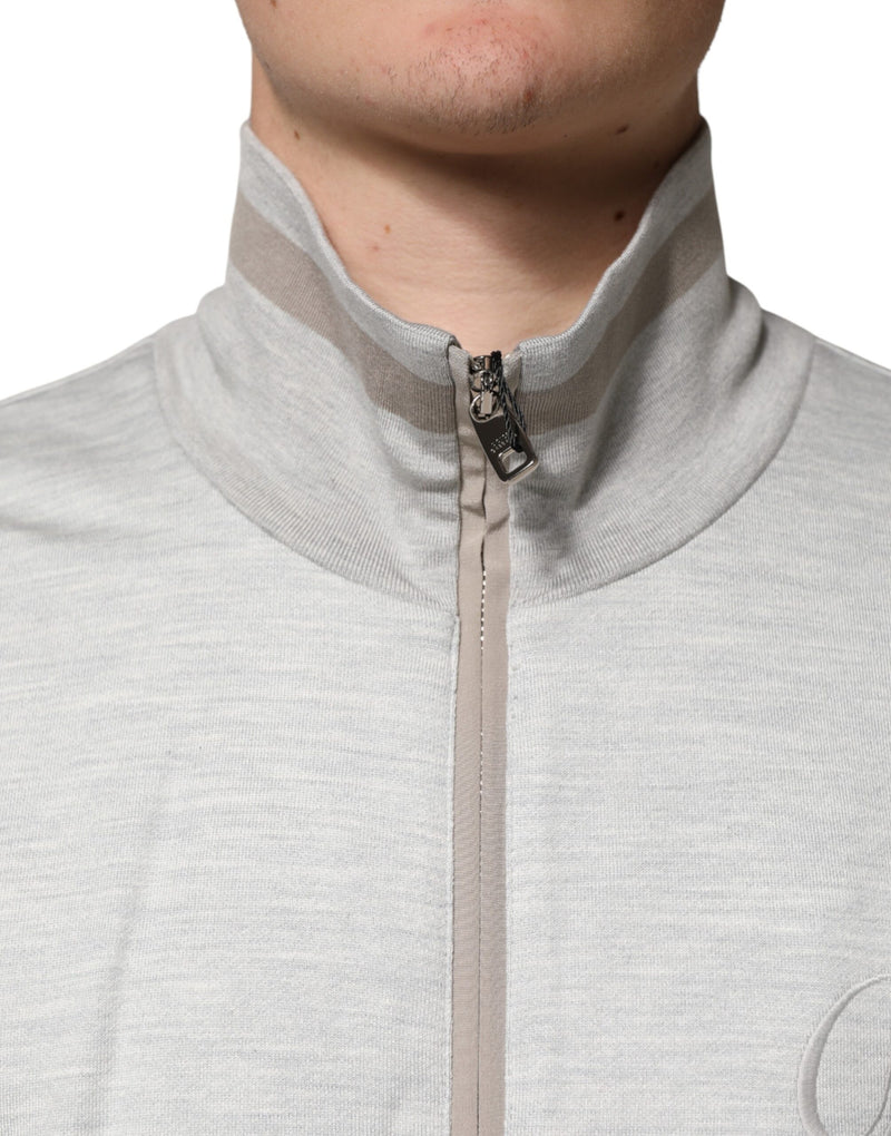 Cardigan zippé en coton gris clair Dolce & Gabbana