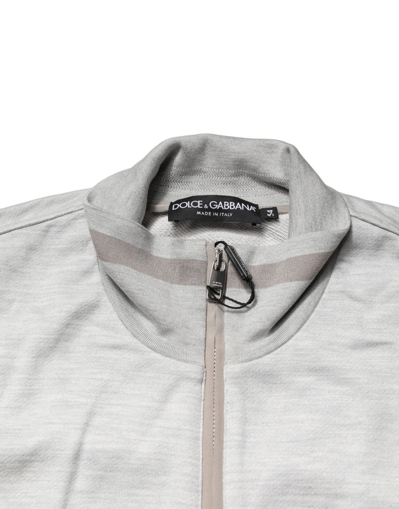 Cardigan zippé en coton gris clair Dolce & Gabbana