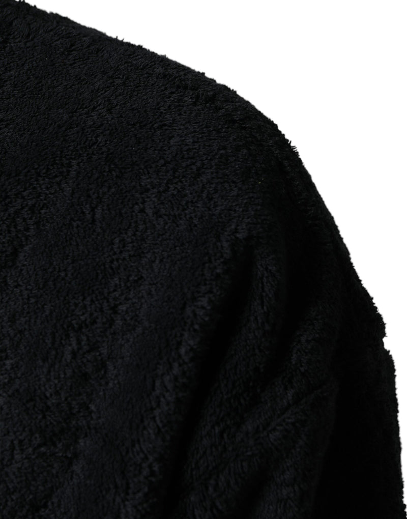 Sweat-shirt en coton noir à col en V pour homme Dolce & Gabbana