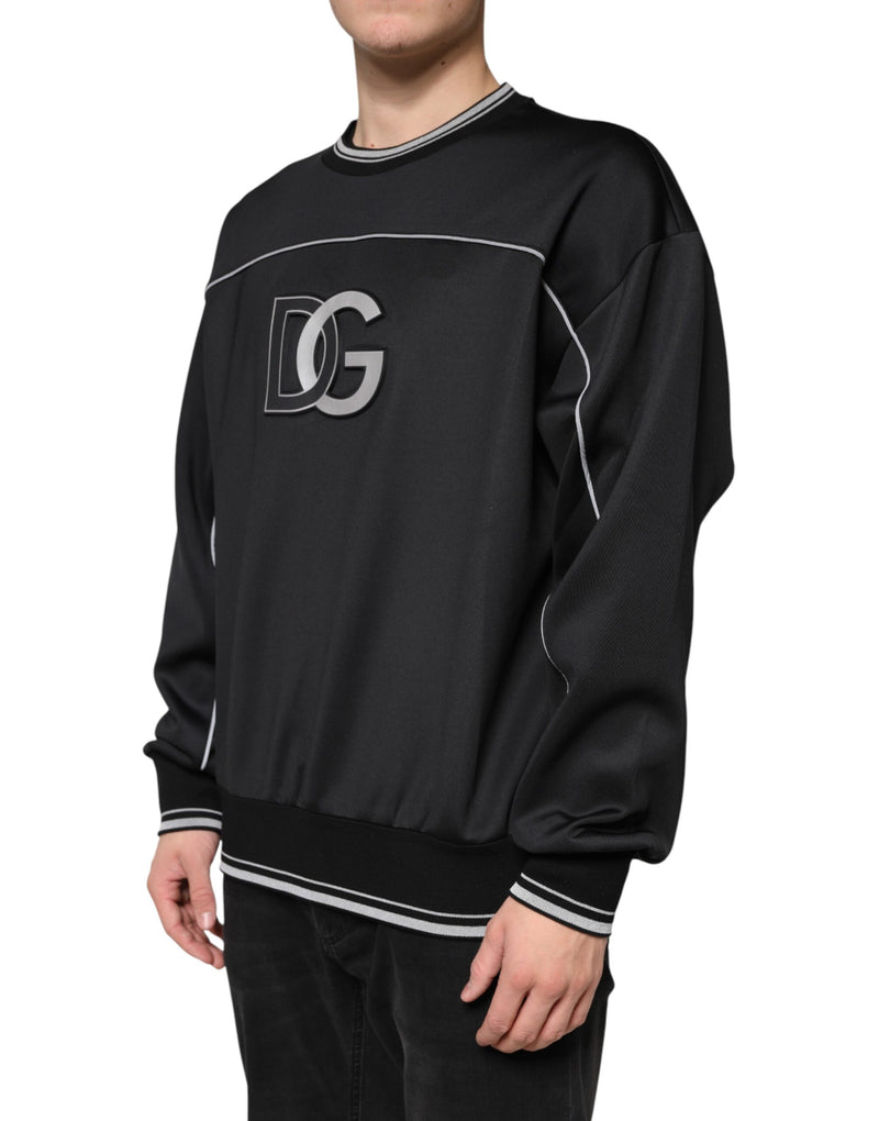Dolce & Gabbana Felpa nera con logo DG e girocollo