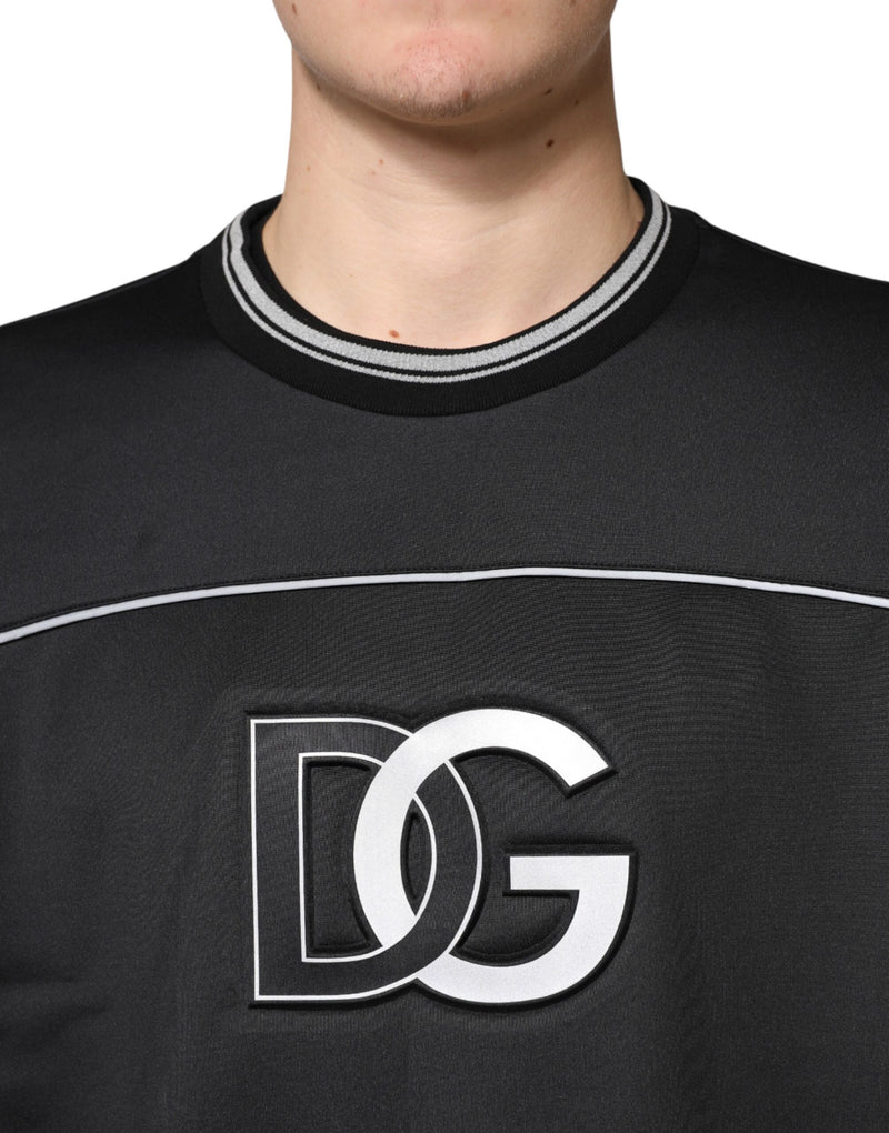 Dolce & Gabbana Felpa nera con logo DG e girocollo