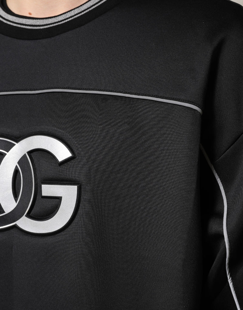 Dolce & Gabbana Felpa nera con logo DG e girocollo