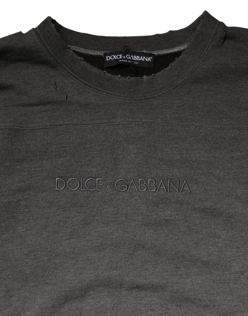 Moletom masculino de tricô com gola redonda Dolce & Gabbana em algodão cinza