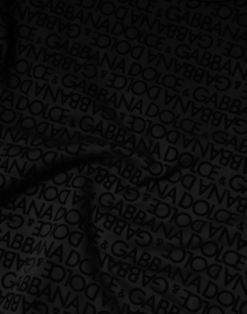 Sweat-shirt noir à col rond avec monogramme Dolce & Gabbana